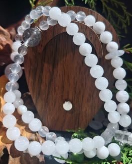 Sacred Purification Necklace: Master Clear & Snow Quartz for Aura Reset | Portable Sanctuary