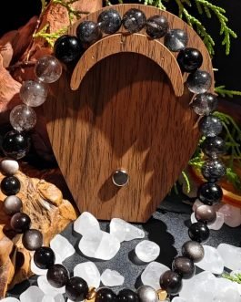 Sovereign Shadow Necklace: Black Rutilated Quartz & Silver Sheen Obsidian for Wealth Alchemy | Xuanwu Arsenal