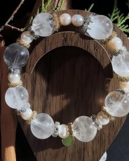 Quiet Influence Bracelet: White Aventurine & Pearl for Social Grace | Wu Wei Serenity