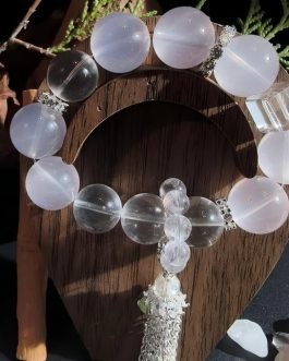 Heart-Mind Unity Bracelet: Clear Quartz & Lavender Lepidolite | Dual Helix