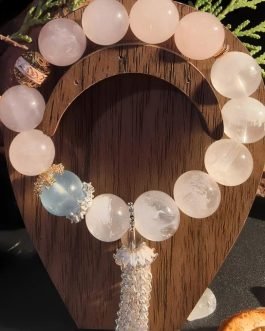 Emotional Reset Bracelet: Rose Quartz, Snow Quartz & Aquamarine | Soul Sanctuary