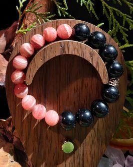 Fortified Heart Bracelet: Rhodonite & Obsidian for Vulnerable Strength | Yin-Yang Armor